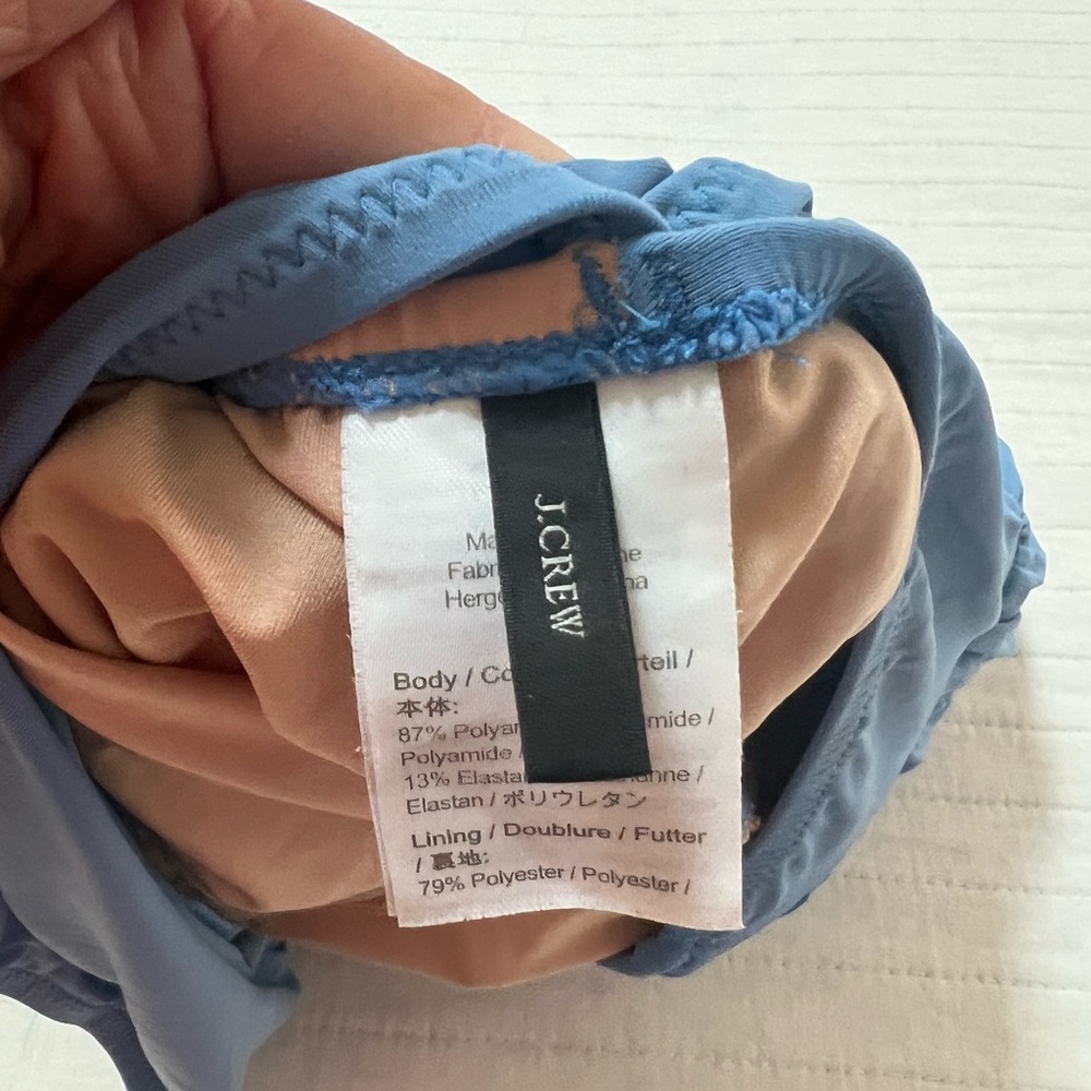 J. Crew Asymmetric One-Shoulder Blue Ruched Swimsuit - Picture 3 of 4